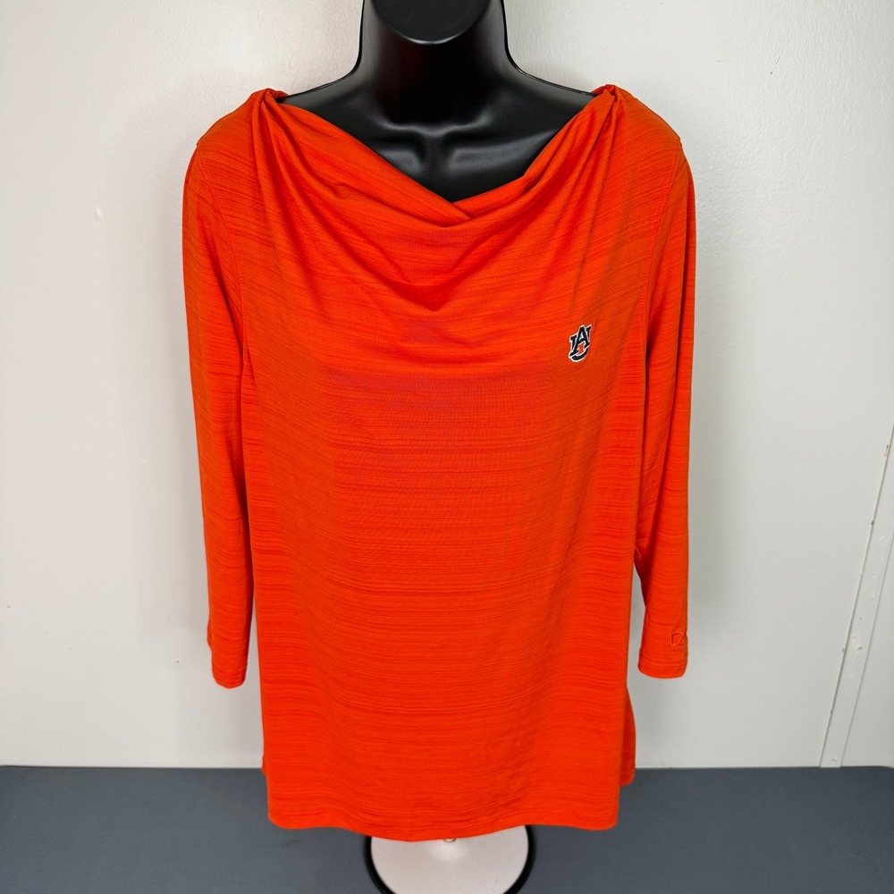 Cutter & Buck Top Womens Large Auburn Tigers CB DryTec Cowl Neck Orange